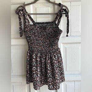 Loness SHEIN Floral Smocked Blouse with Tie Straps